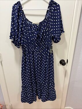 Liberty Love Navy and White Polka Dot Dress